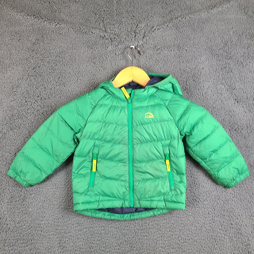 LL Bean Kids Green Ultralight 650 Down Hooded Puffer Jacket 2T 507407